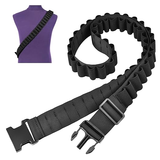 EZshoot Shotgun Shell Bandolier for 12 or 20 Gauge Large Capacity Adjustable Nylon Shell Shoulder Carrier Belt Hold 56 Shells