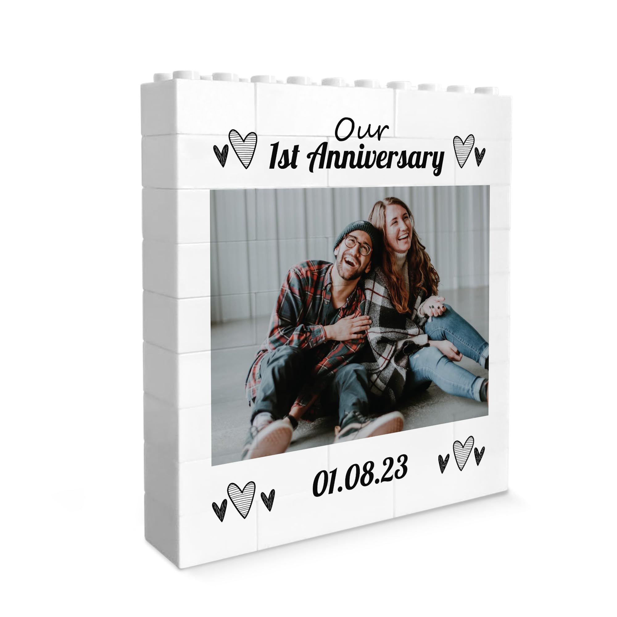 Red Ocean Personalised Photo Bricks, Couple Photo Plaque, 1st, Couple Gifts, Building Bricks, Gift, For Him Her, Boyfriend, Girlfriend Keepsake