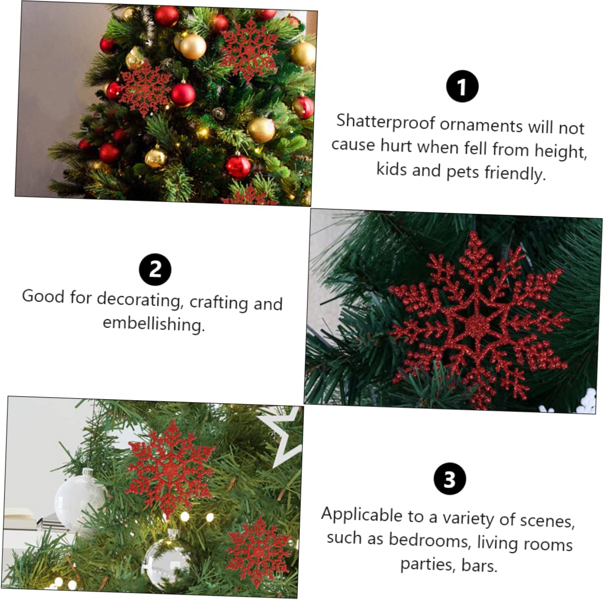 Toyvian 72stücke Weihnachtsbaumdeko Rote -Schneeflocken Ornament Für Festliche Weihnachtsdekoration Für Winterpartys Und -projekte