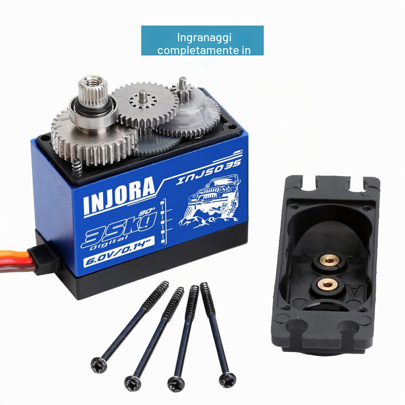 INJORA RC Servo Digital Servo - Ruota dentata in Metallo, 35 kg, Accessorio RC per Crawler SCX10 TRX4 D90 (35 kg)