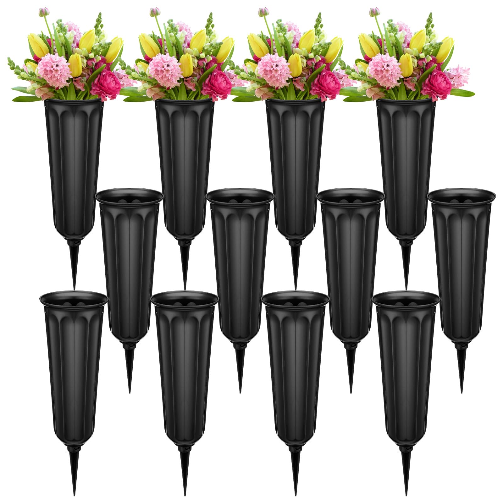 Vase de cimetière anti-vent lot de 12 piques pour fleurs et tombes