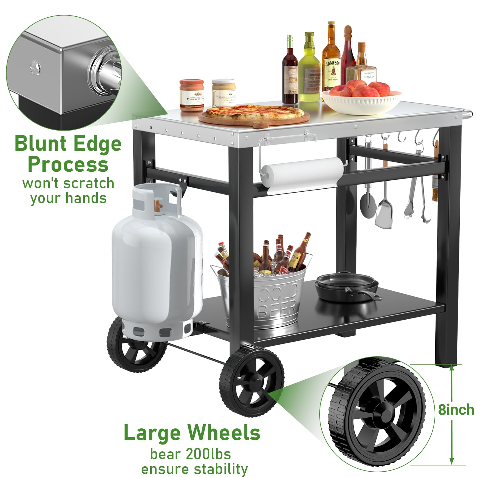 Amazon.com : 34x21IN Outdoor Grill Table, Grill Stand Cart for