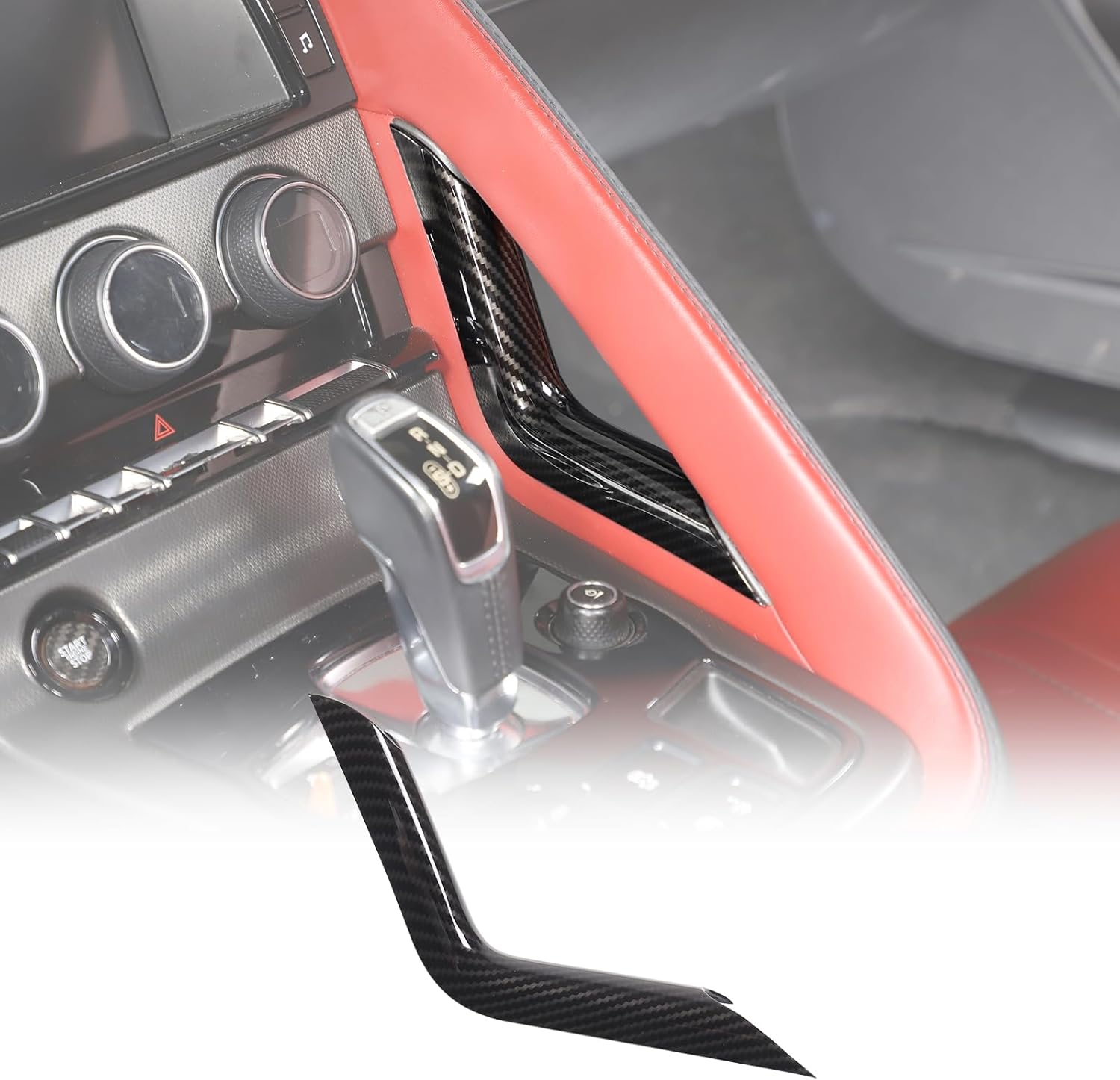 Daeiclru Center Console Gear Shift Panel Side Trim Cover Compatible with Jaguar F-Type 2013-2024, ABS Car Gear Shift Right Side Trim Strip, Interior Accessories (Red)