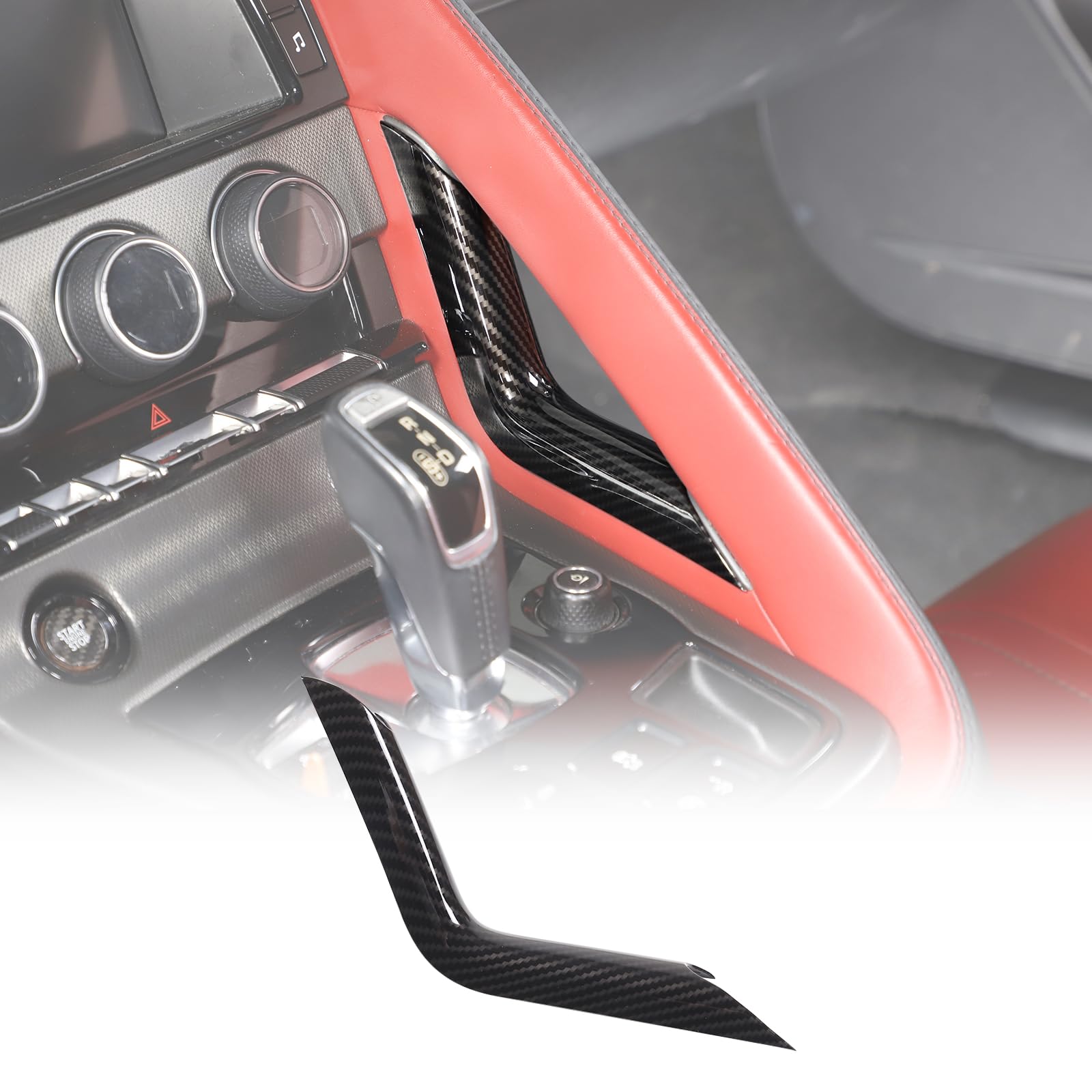 Daeiclru Center Console Gear Shift Panel Side Trim Cover Compatible with Jaguar F-Type 2013-2024, ABS Car Gear Shift Right Side Trim Strip, Interior Accessories (Carbon Fiber Pattern)