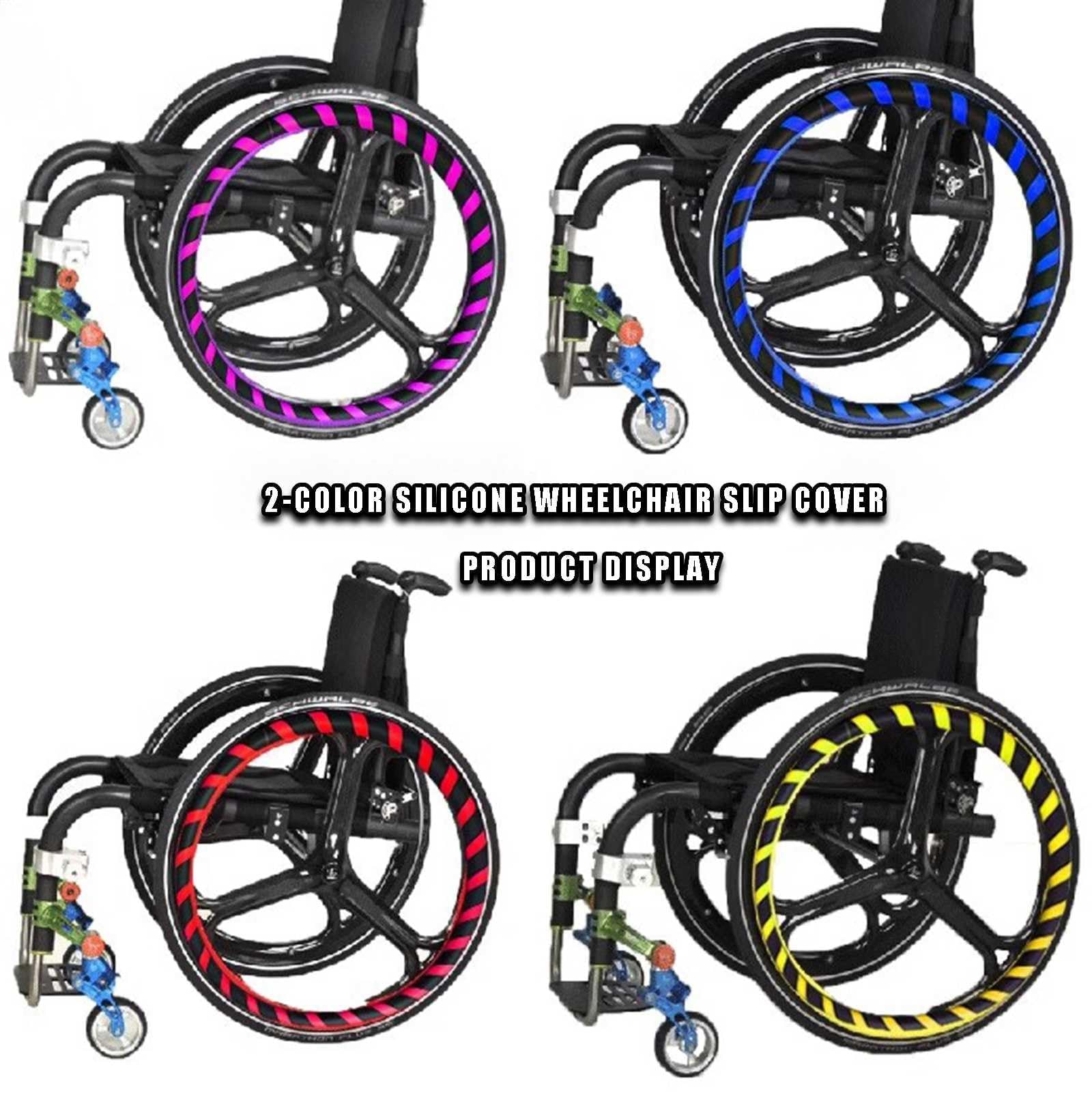 K, 24 Pulgadas, 1 par de Fundas para Silla de Ruedas, Cubiertas de Silicona Antideslizantes para llanta de Empuje de Silla de Ruedas de 20, 22 y 24 Pulgadas, Cubierta Protectora re
