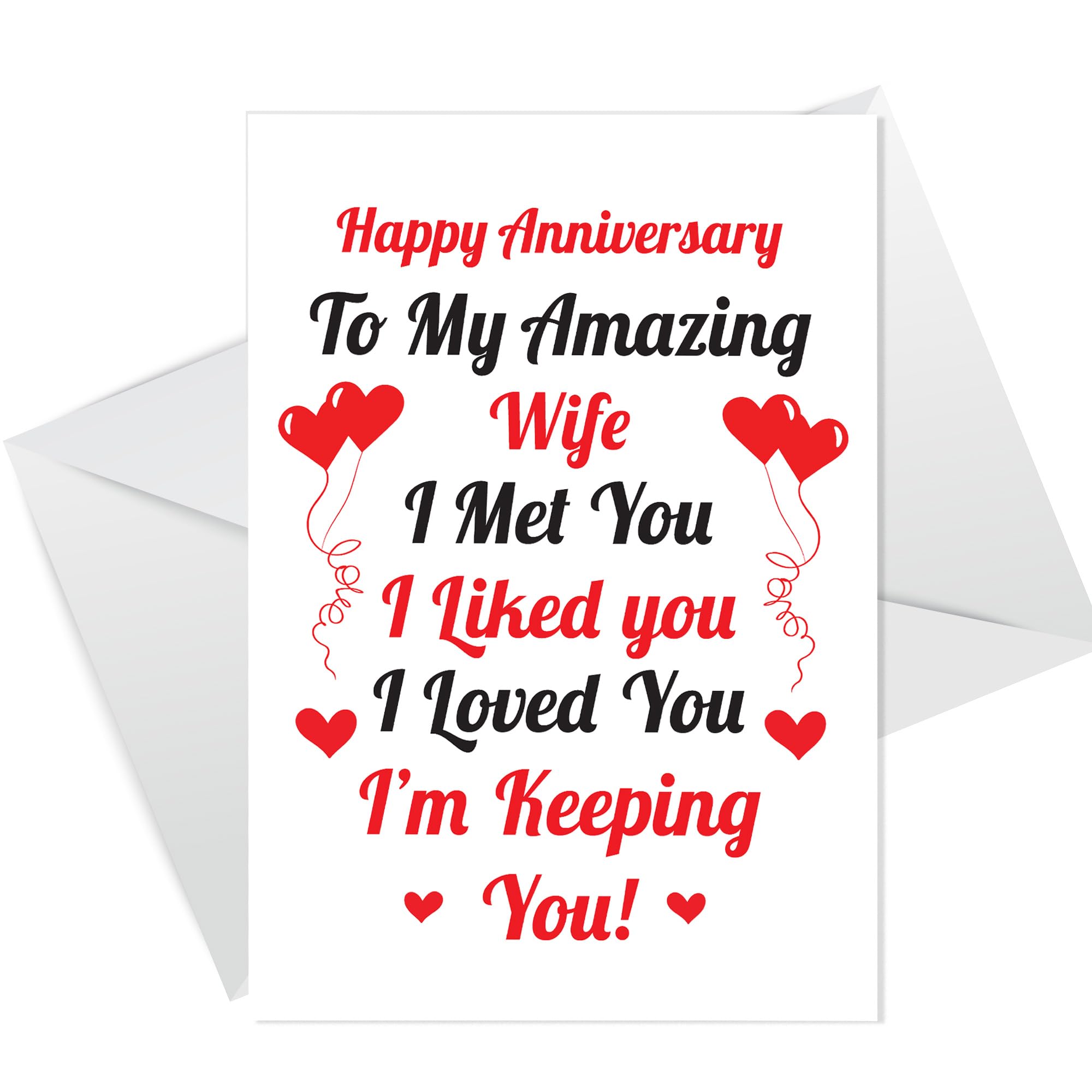 RED OCEAN Anniversary Card For Wife, Wife Anniversary Cards, Card For Her, Thank You Card For Wife, Greetings Card With Envelope, Wife Cards, Cards For Her