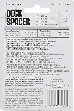 Hillman 2 Pcs Deck Spacer Tool (1/4) | Deck Board Spacing Tool for Wood & Composite Decking | Durable Deck Spacing Gauge for Consistent Gaps, Drainage & Professional Deck Installation