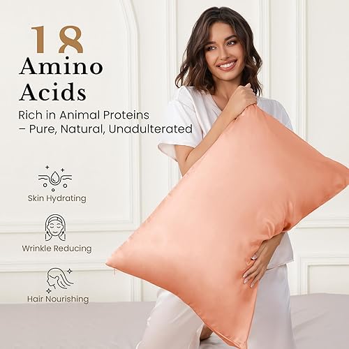 Miniatura 4 de THXSILK Funda de almohada 100% seda de morera para la salud del cabello y la piel, cremallera oculta, 25 mommes, ambos lados suaves, transpirables y