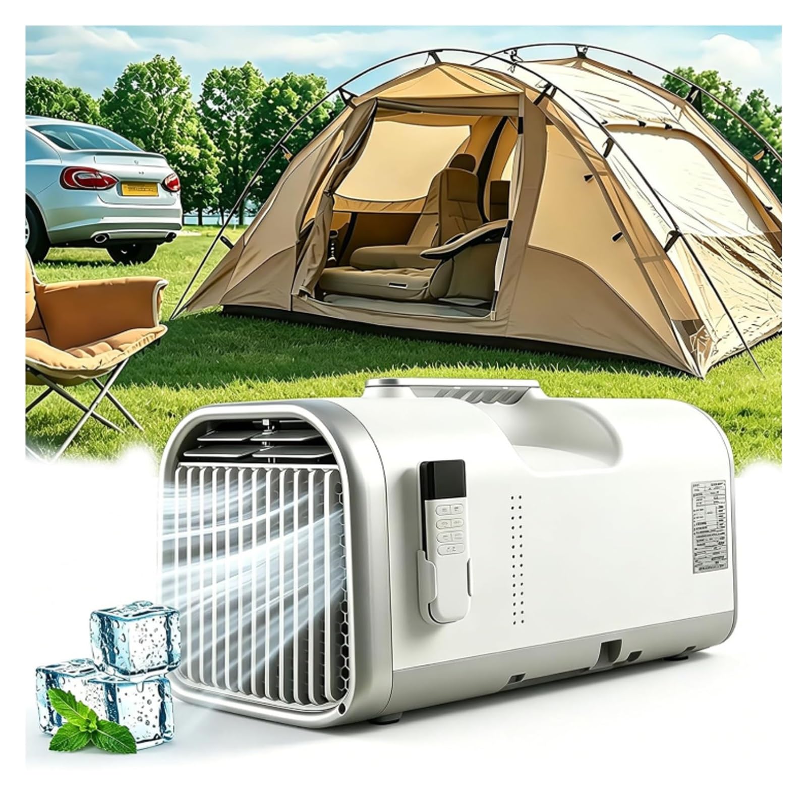 4-In-1 Portable Air Conditioner for Camping,4400/5100 BTU Inverter Tent AC Unit with Dehumidifier,3 Speed Fan & Sleep Mode,Auto-Evaporation Portable AC(V1-PRO)