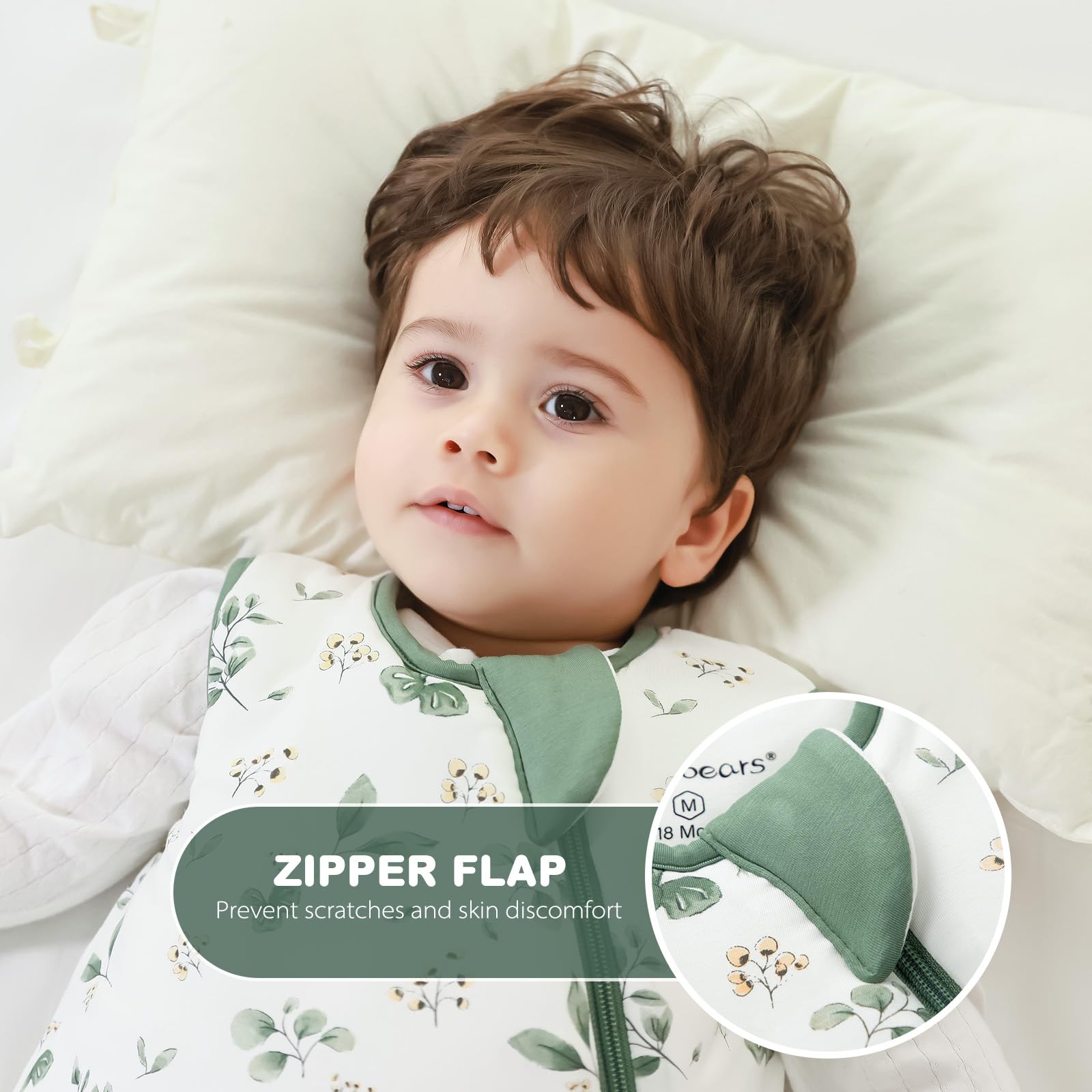 Mosebears Sacco nanna invernale per bambini 2,5 tog,Sacco Nanna Neonato in fibra di bambù, morbidissimo e caldo(6-18 mesi)