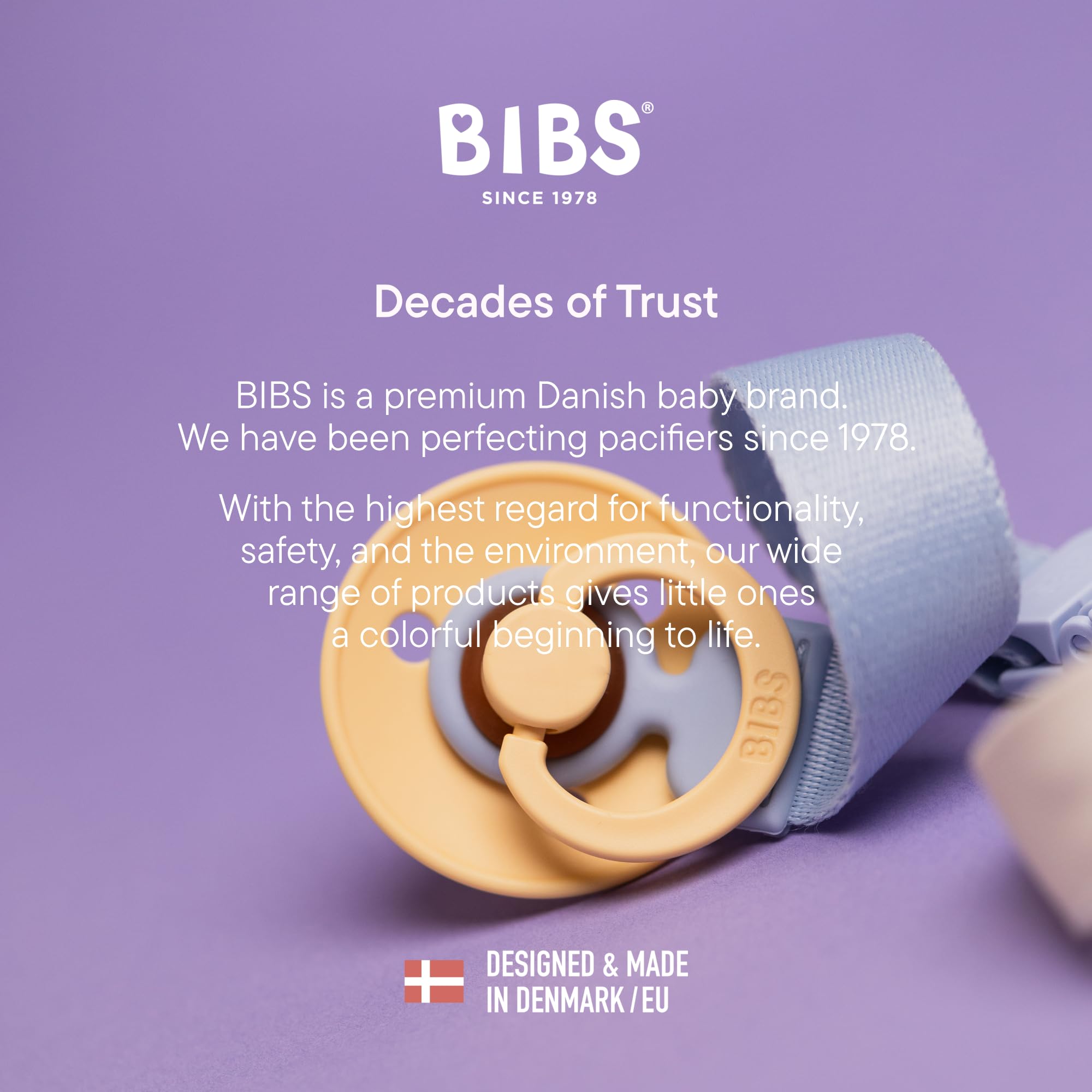 Clip per ciuccio BIBS Loop - Elegante e sicuro, utilizzabile con una sola mano, si adatta a tutti i BIBS e alla maggior parte delle marche, lavabile in lavatrice, età 0+ - Blush
