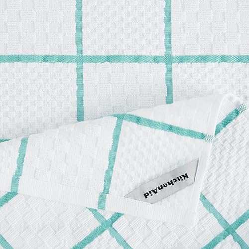 Vista 80 de KitchenAid Guantes de horno de tela de toalla de algodón acolchados, soporte para ollas, juego de 4 toallas de cocina, resistentes al calor, agarre