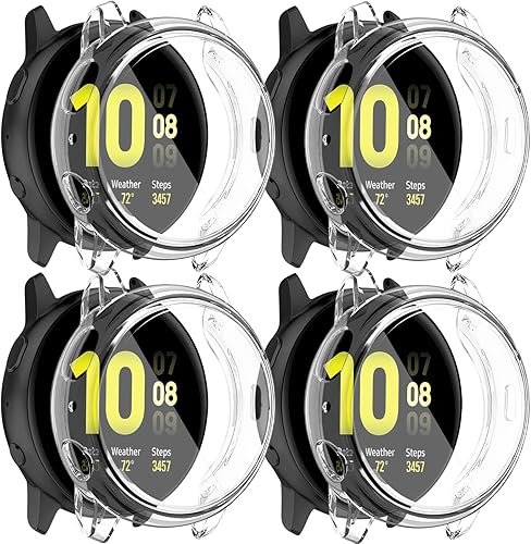 Amzpas Paquete de 4 Compatible con Samsung Galaxy Watch Active 2 Funda protectora de pantalla de 1.575 pulgadas, TPU suave cubierta completa para