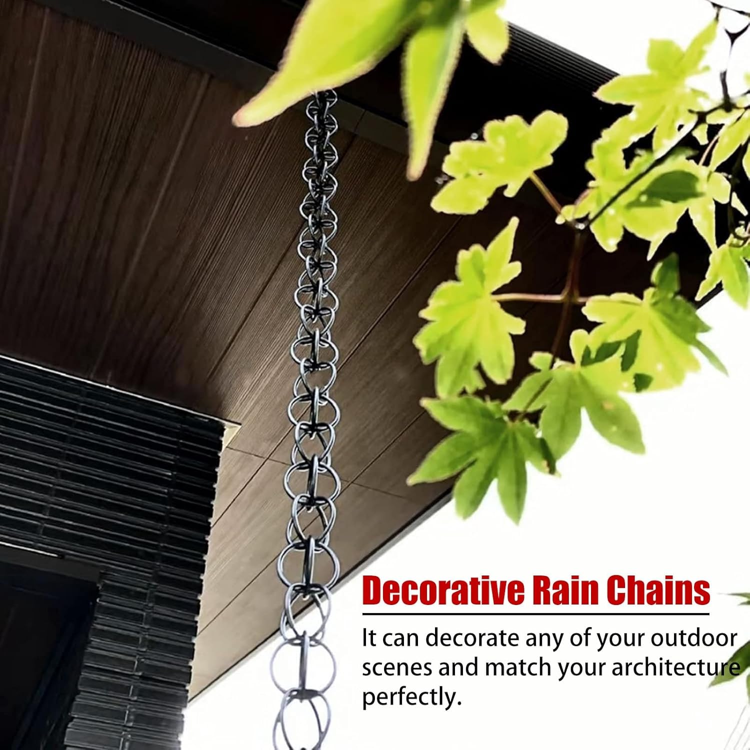 YANBI Rain Chains Ring Decorative Rain Chains Cups, Adjustable Rainwater Diverter for Heavy Rain/Light Rain, Aluminum Rain Gutter Drip Extension Chains (Size : 3m/10ft)