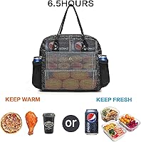 Vista 2 de Bolsa de almuerzo para mujer, aislada, impermeable, con correa de hombro ajustable, color negro