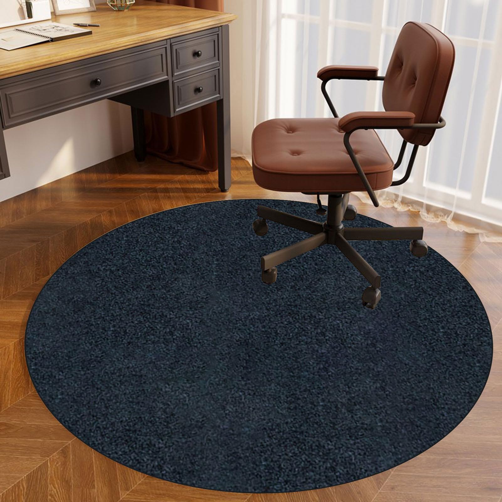TOYOCC Chair Mat For Carpeted Floor 90 cm Round Gaming Chair Mats, Office Chair Mat, Multi-Purpose Carpet Protector, Desk Chair For Carpeted and Hardwood Floor, Protects Floors, Anti-Skidding