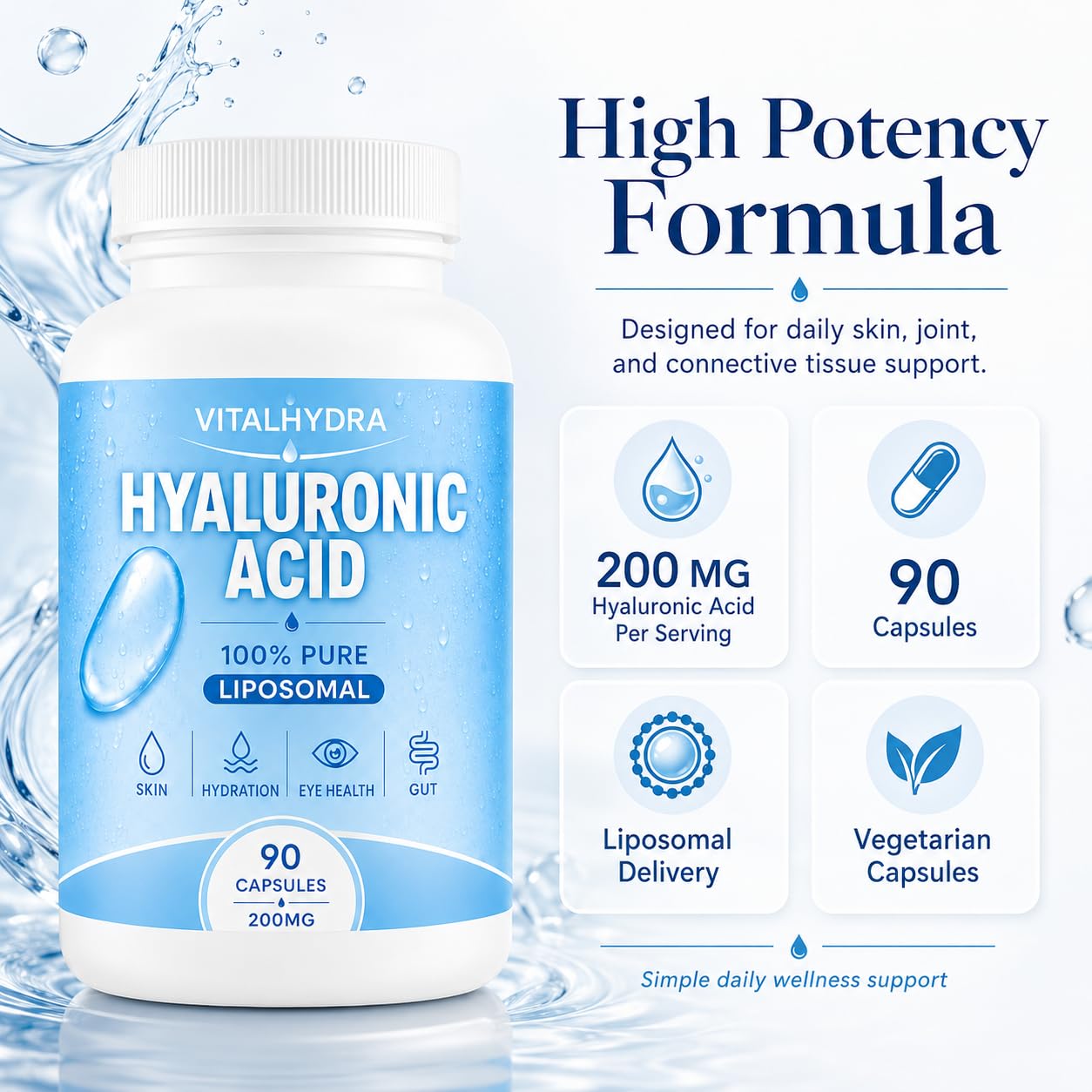 Hyaluronic Acid, Hyaluronic Acid Capsules Supplements, 90 Capsules — Amazon image 3