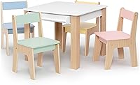 Delta Children GapKids Pastel Table & 4 Chair Set with Paper Roll Holder - GREENGUARD Gold Certified Kids Art Station
