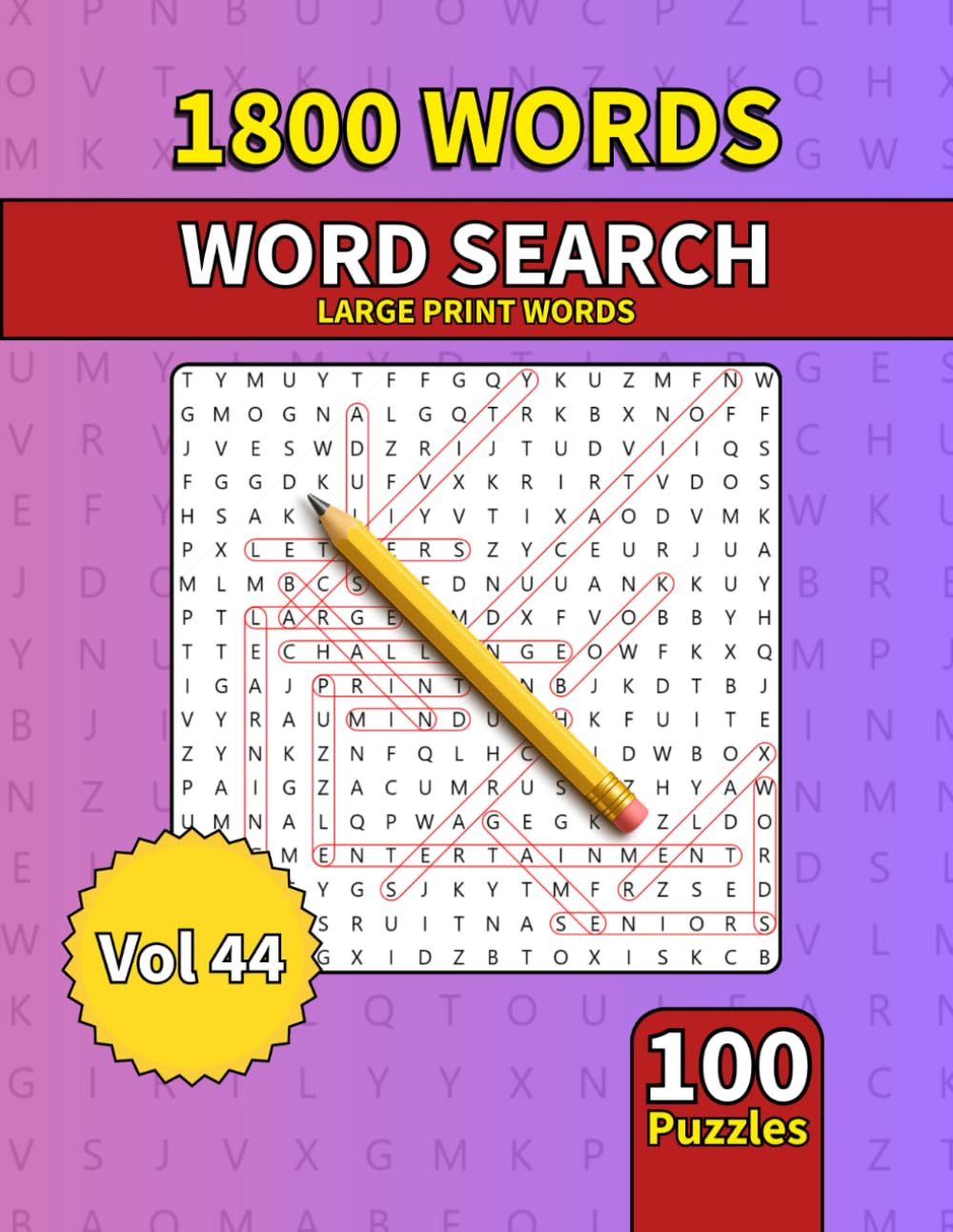 Large Print Word Search Book for Adults: 1800 Words - 100 Puzzles - Varied Themes - Perfect for Adults, Seniors & Teens - Vol 44