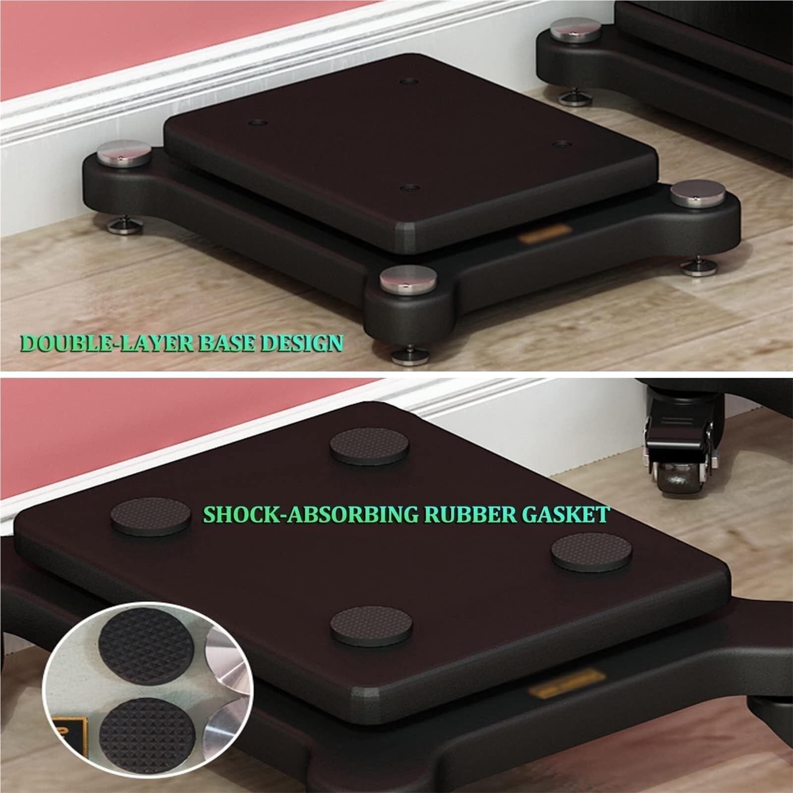 Supporto isolante per subwoofer, piattaforma antivibrazione a 2 strati per monitor da studio, home theater, altoparlanti da scaffale