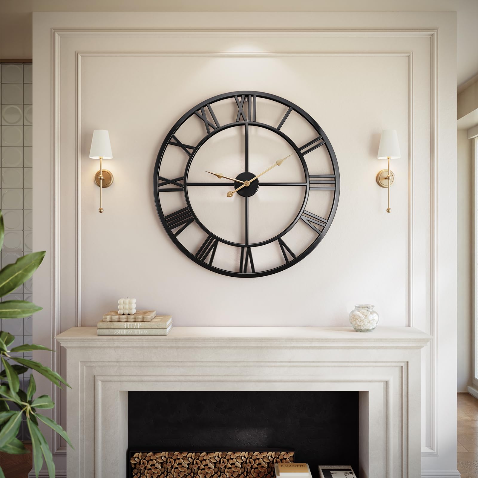 32-Inch Roman Numeral Metal Wall Clock