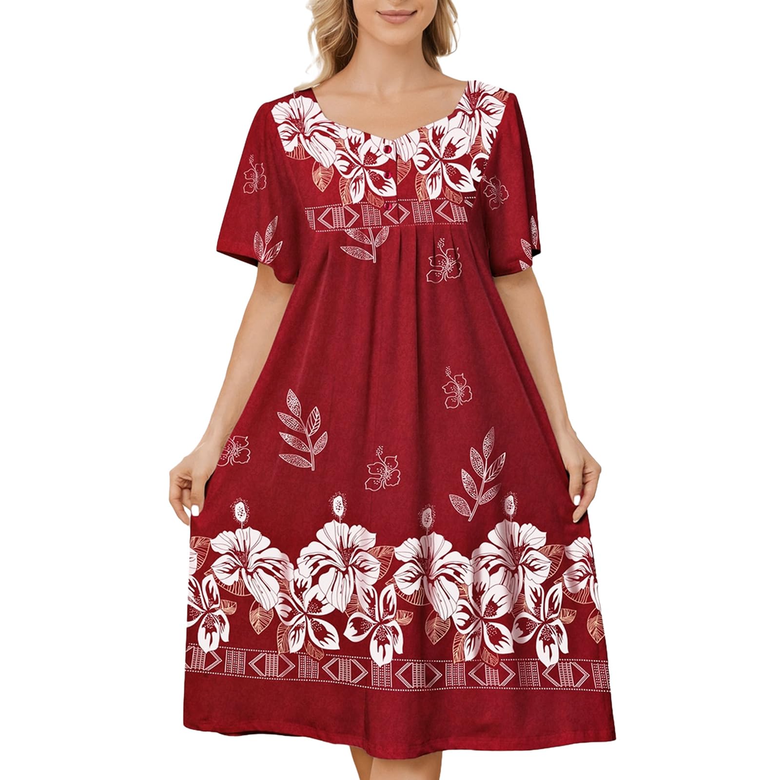 House Dresses for Women with Pockets Mumu Dresses Short Sleeve Moo Moos for Women Nightgown Duster Lounge Dress S-3XL