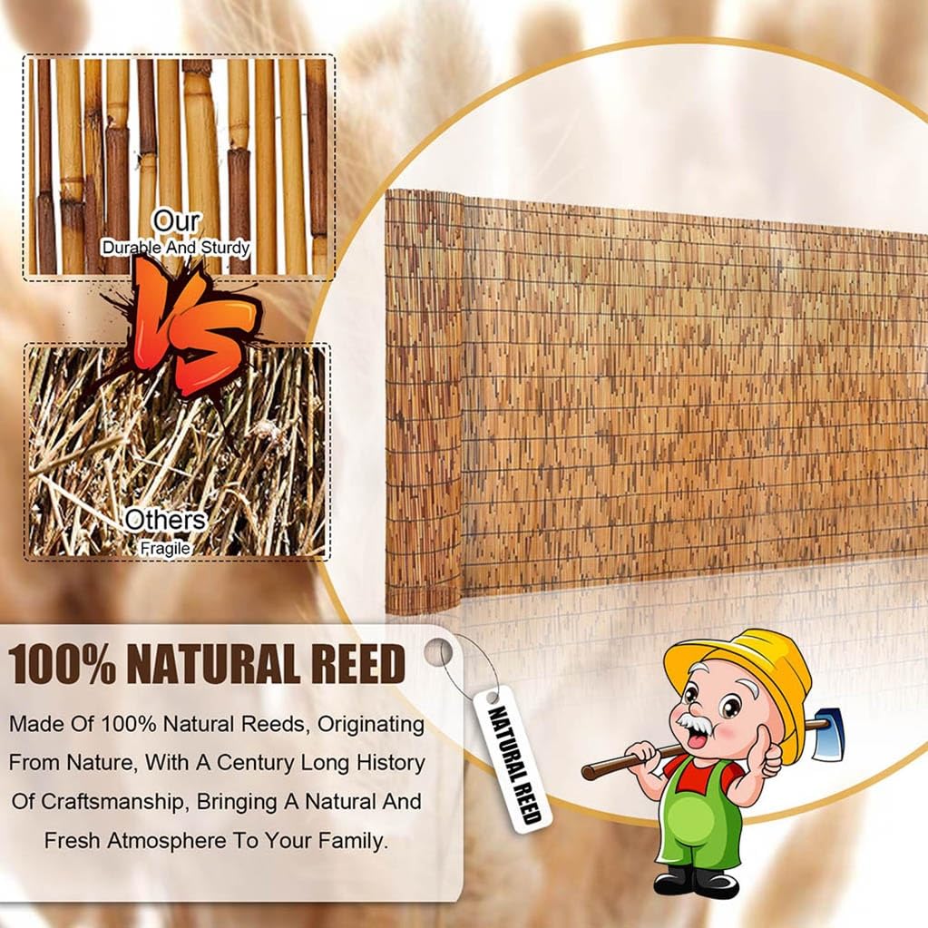 Recinzione In Bambù Naturale Fatta A Mano - Schermo Per Privacy Da Giardino Con Isolamento Termico - Rotolo 90x800cm (Linea Nera Carbonizzata) - 4