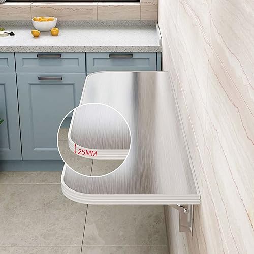 MMLeYN Mesa plegable montada en la pared para lavandería, estante de almacenamiento de acero inoxidable con soportes de metal para cocina, comedor,