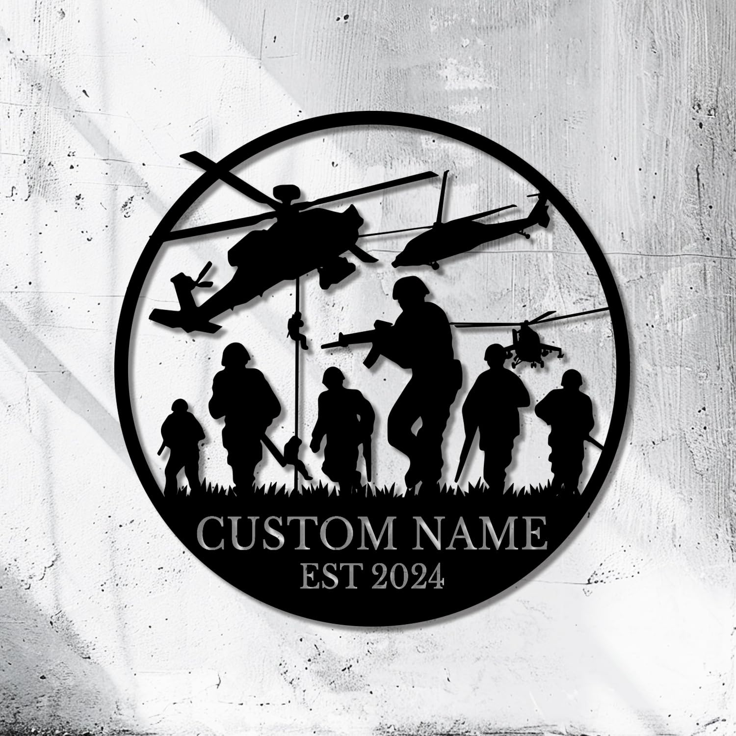 Survalue Soldiers C Personalized Custom Soldiers Silhouette Name Metal Sign, Custom Soldiers Metal Wall Art, Army Art Gift (Soldiers C)
