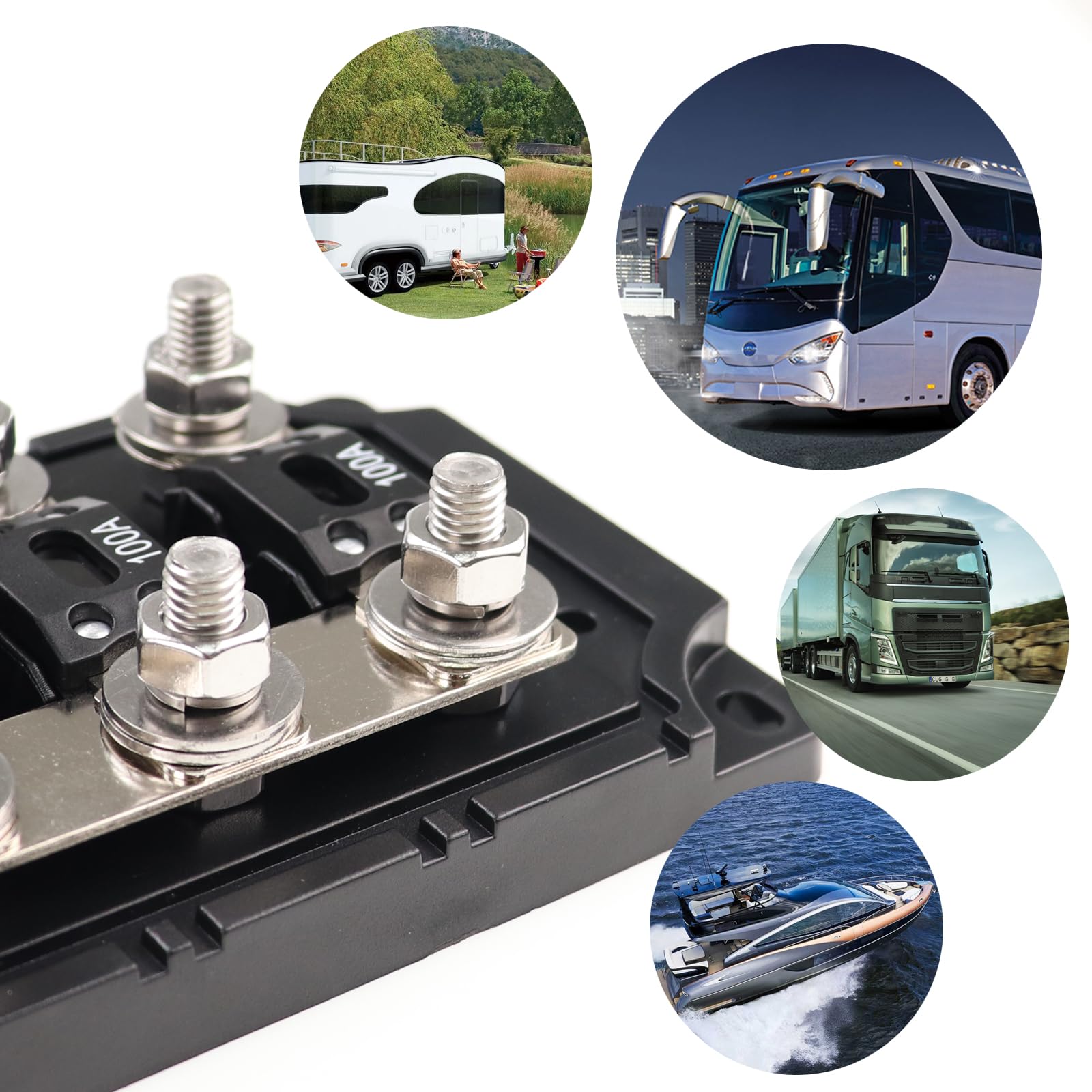 Kit de portafusibles AMG de 4 vías, incluye 4 fusibles de 100 A y 4 fusibles ANM de 200 A para coches