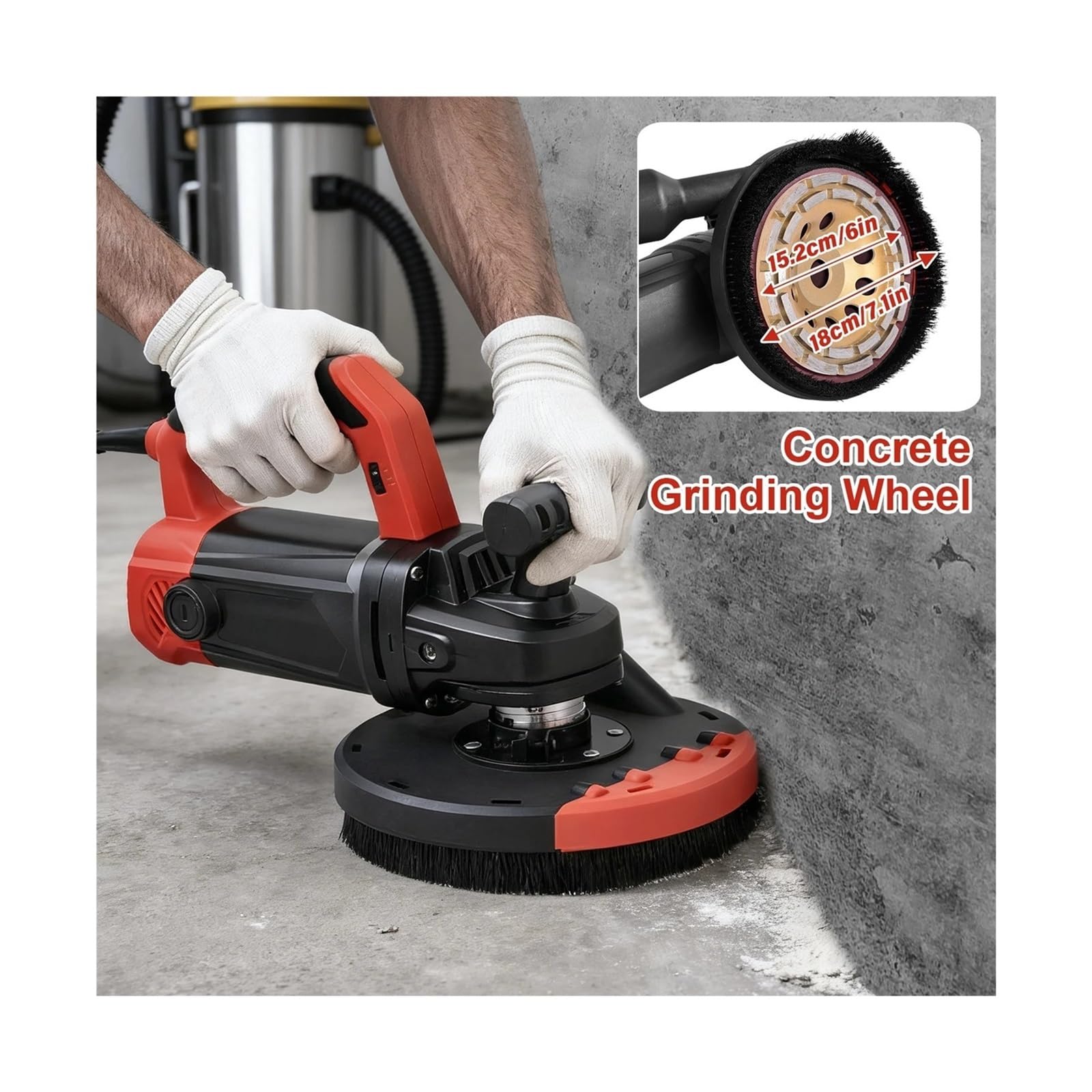 Lucidatrice Smerigliatrice elettrica per pavimenti in cemento da 7" Kit smerigliatrice angolare con guida da terra da 2200 W con protezione antipolvere