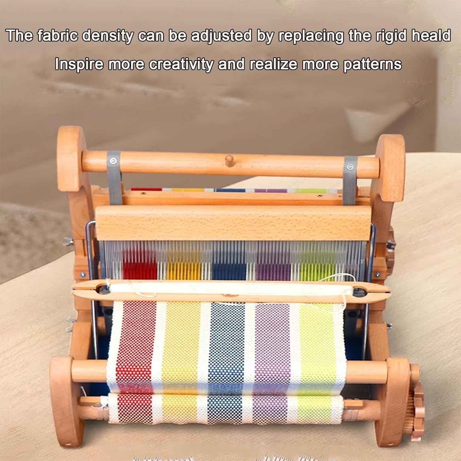 Tischwebstuhl aus Holz, Faltbarer 300-mm-Webstuhl-Bausatz, kleine DIY-Handstrickmaschine mit Einstellbarer Stoffdichte, Webrahmen-Webstuhl, für Anfänger und Erwachsene