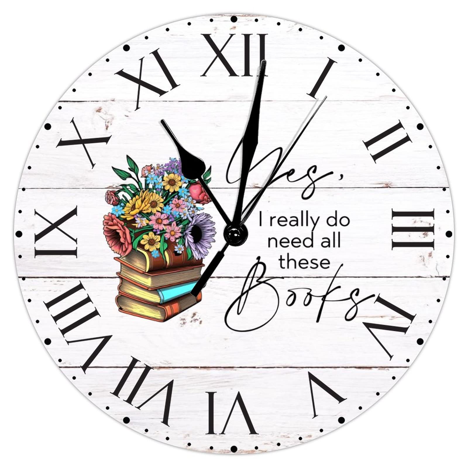 Horloge classique en PVC à chiffres romains : le cadeau idéal pour amoureux des livres
