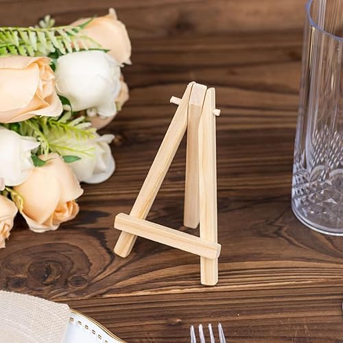 Miniatura 9 de Efavormart - Paquete de 10 soportes de caballete de madera natural de 5 pulgadas para colocar tarjetas de mesa