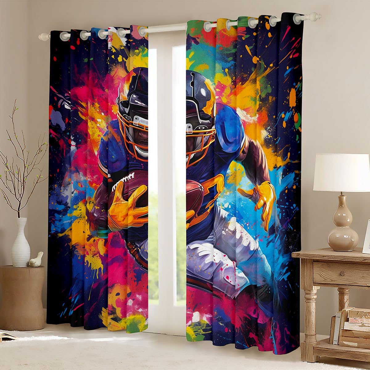 Homewish Rugby Spieler Fenstervorhang 137x117(HxB)