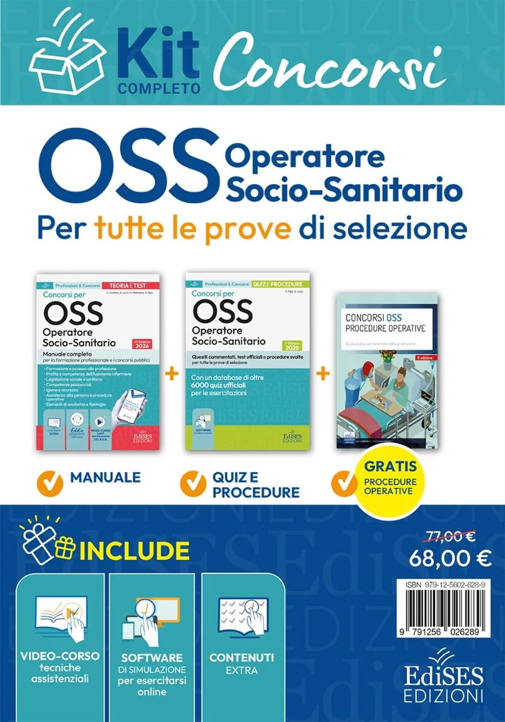 Kit completo concorsi OSS operatore socio-sanitari. Con contenuti extra. Con guida tascabile. Con software di simulazione. Con video-corso
