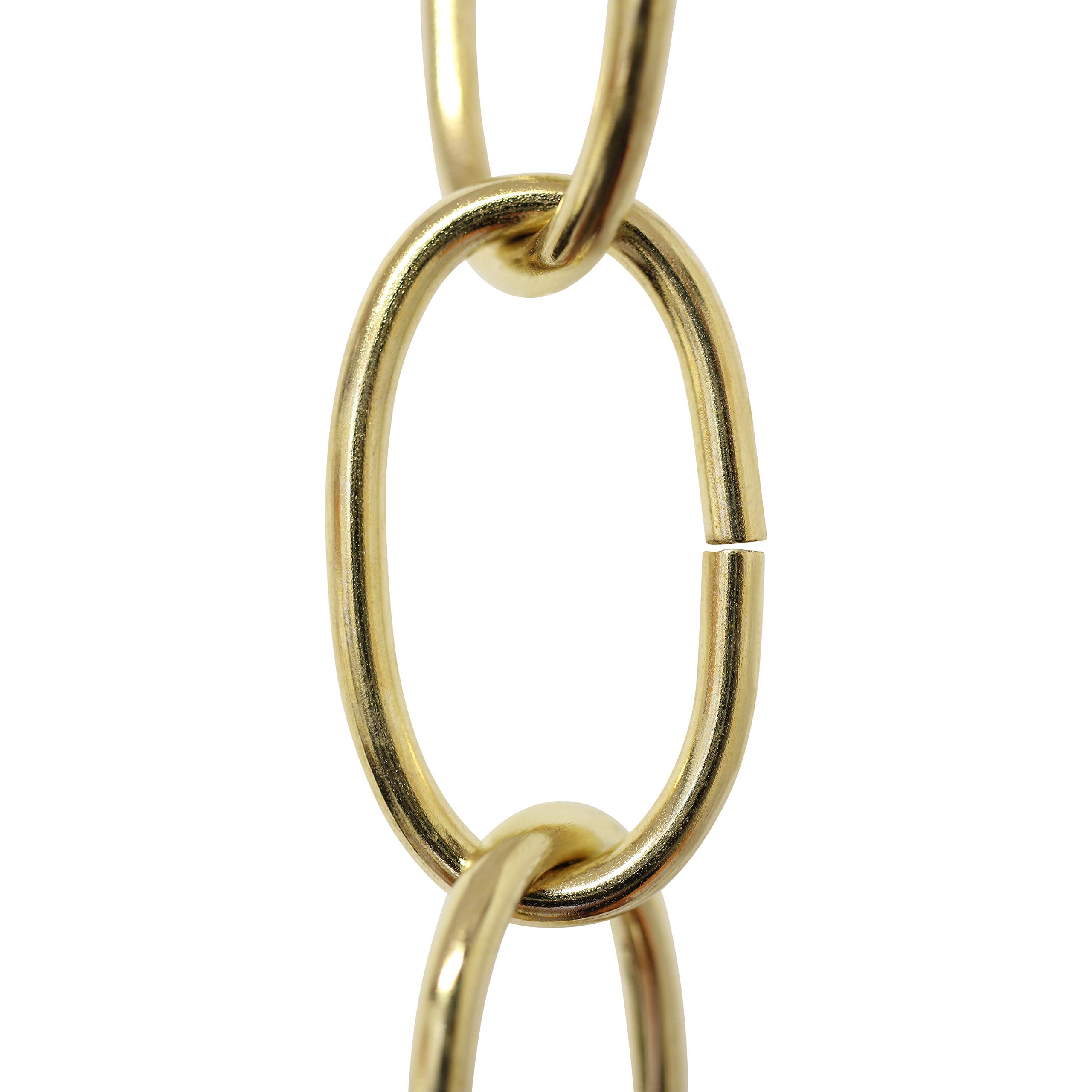 RCH Hardware CH-S56-10-PB-3 | 8 Gauge Decorative Solid Steel Standard Link Fixture Chain | 3 Foot Increments | Polished Brass Finish