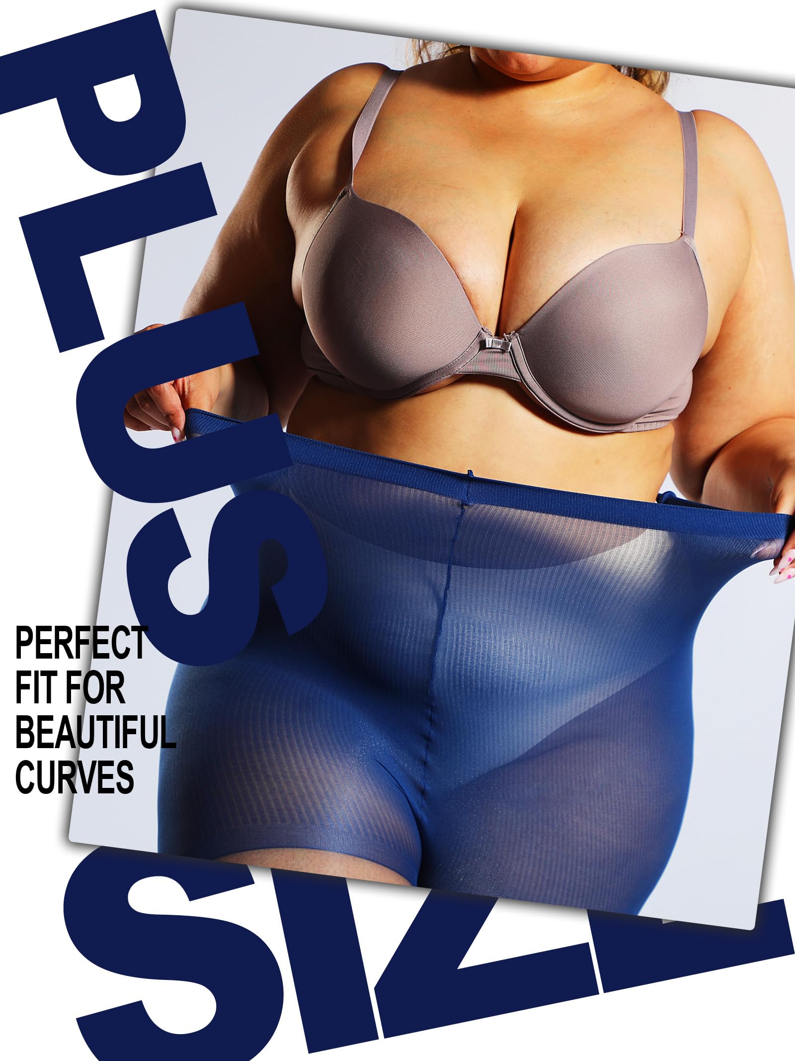 HONENNA 2 Pairs Plus Size Sheer Tights for Women, 17 Colors Ultra Thin Pantyhose Reinforced Toes High Waist Stockings 1XL-6XL: Navy Blue - 20denier - 2 Pairs 5X-Large-6X-Large Plus