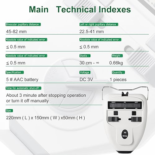 Miniatura 7 de Medidor de distancia pupilar digital óptico medidor de Pd Led Pupilómetro Herramienta de medición de distancia interpupilar Equipo oftálmico con