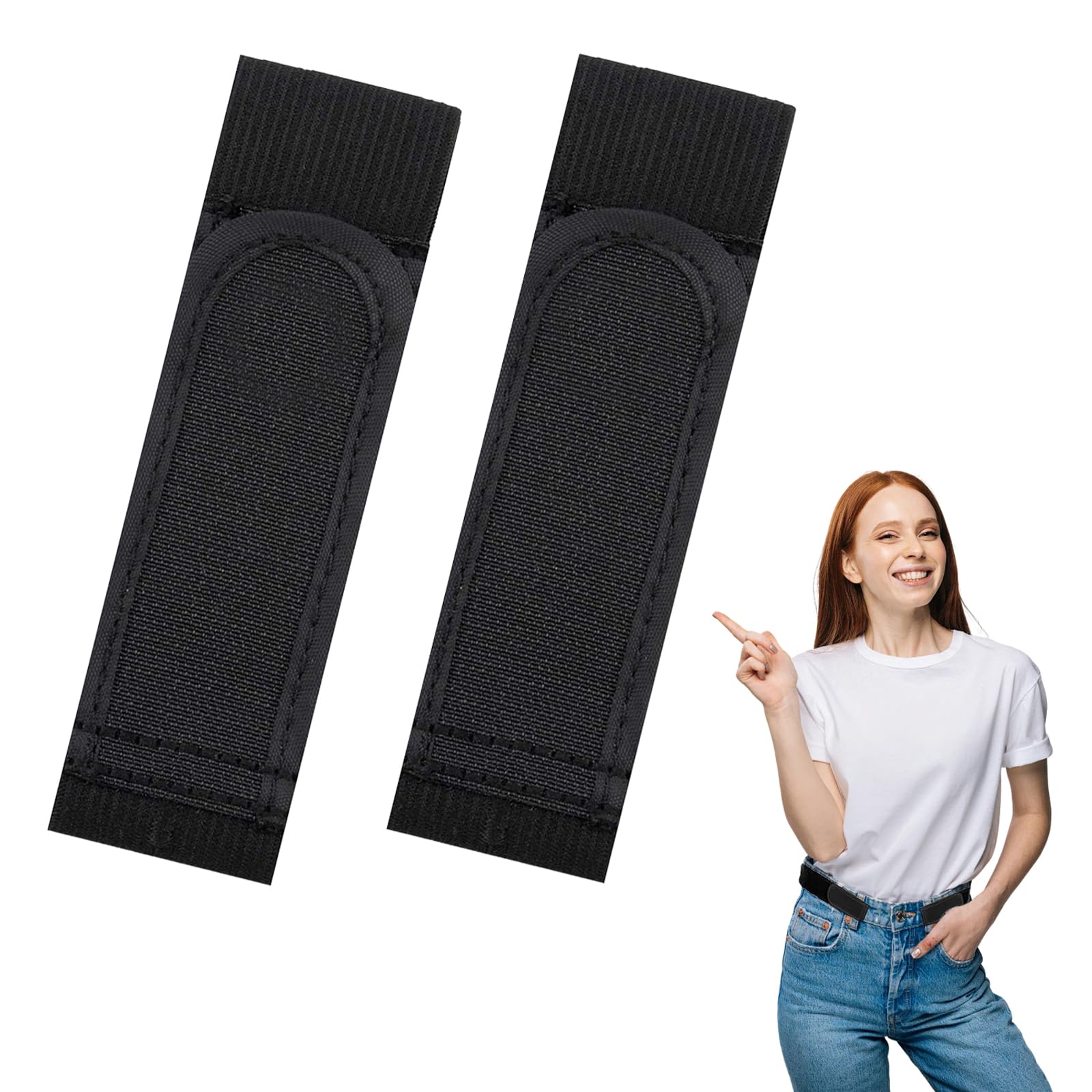 Kaelosyn No Buckle Belts for Men 2 Pack No Buckle Elastic Belt Adjustable Invisible Stretch Side Waist Buckless Belt for Men (M)
