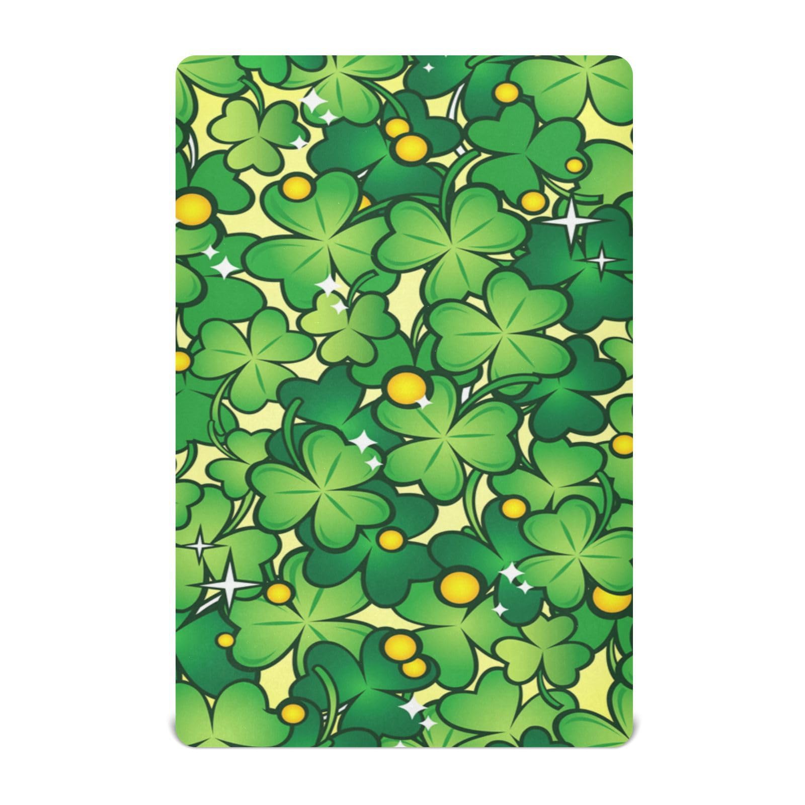 Moudou St. Patrick's Day Clover Playard Sheet for Boy Girls, Soft Breathable Fitted Toddler Sheet for Standard Playard Bed Mattress, 39 x 27 x 5 Inch