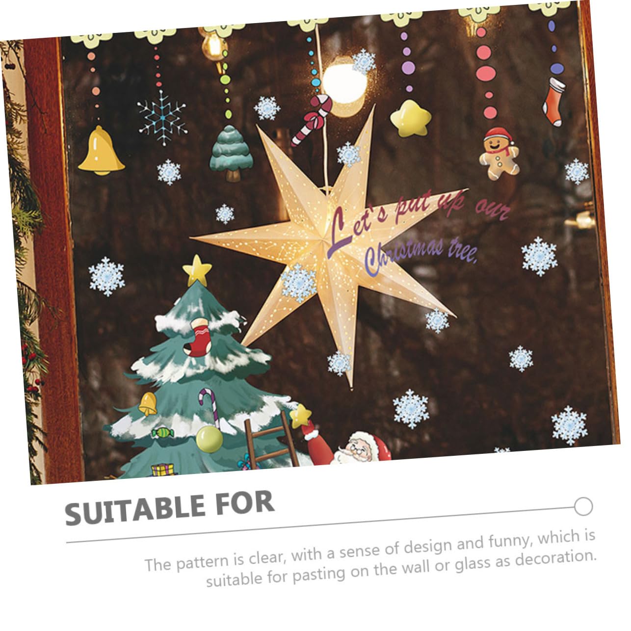 HOMSFOU 6pezzi Adesivi Per Finestre Natalizie Decorazioni Festive Per Vetrine e Pareti Facili Da Applicare e Rimuovere Design Divertente Di Babbo Natale