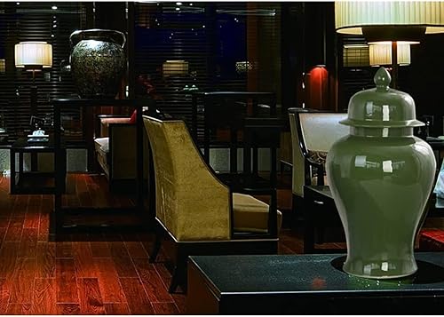 Miniatura 6 de Jarrones decorativos de cerámica con tapa, jarrón de flores verde sólido, adorno de porcelana con tapa para decoración de mesa de centro de mesa,