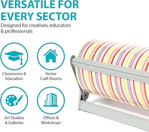 Miniatura 4 de Dispensador de papel metálico de escritorio, gris (rollo de papel de 18 pulgadas de ancho, cortador de borde recto)