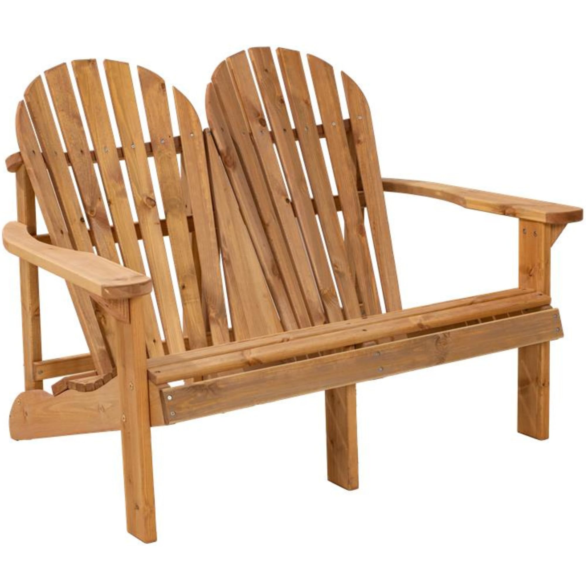 Doppel Adirondack Stuhl Holz – Massiver 2-Sitzer Gartenstuhl aus skandinavischer Kiefer, wetterfest imprägniert, belastbar bis 220 kg, ergonomische hohe Rückenlehne, einfache Montage