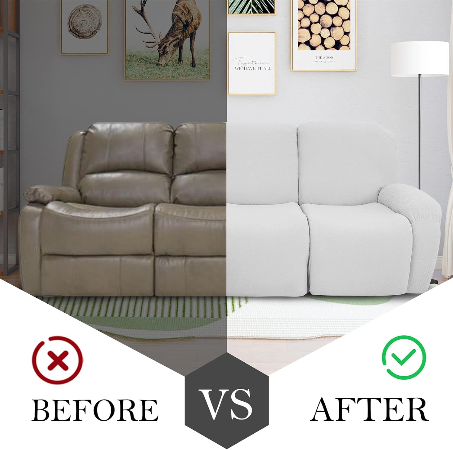 Recliner Sofa Slipcover Stretch - Furniture Protector Covers for 1 2 3 Seater Couch - Armchair Slipcover for Reclining Chairs