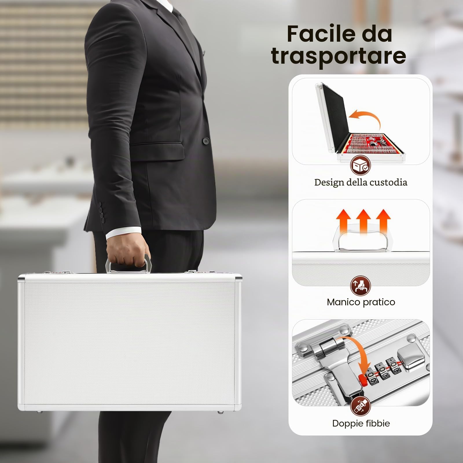 Optometrista Lenti Occhiali Prova Ottica Telaio Test Optometria Kit Metallo Strumento Lente Cerchio Alta CompatibilitÀ Kit Professionale Cassetta Bloccabile Portatile Resistente Graffi