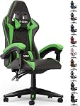 Bigzzia Gaming Chair,Ergonomic Office Chair, Height Adjustable Reclining Computer Game Chair Comfortable with Headrest and Lumbar Support for Adults (with Footrest, Yellow)