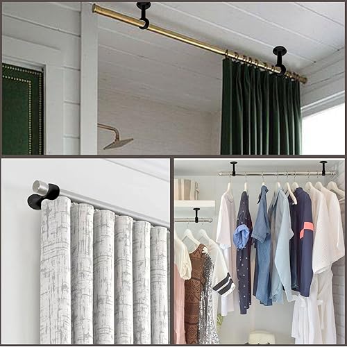 Miniatura 6 de Shonmogar Soporte de barra de cortina de techo, paquete de 6 soportes individuales de barra de cortina de metal, gancho para barra de cortina de 1