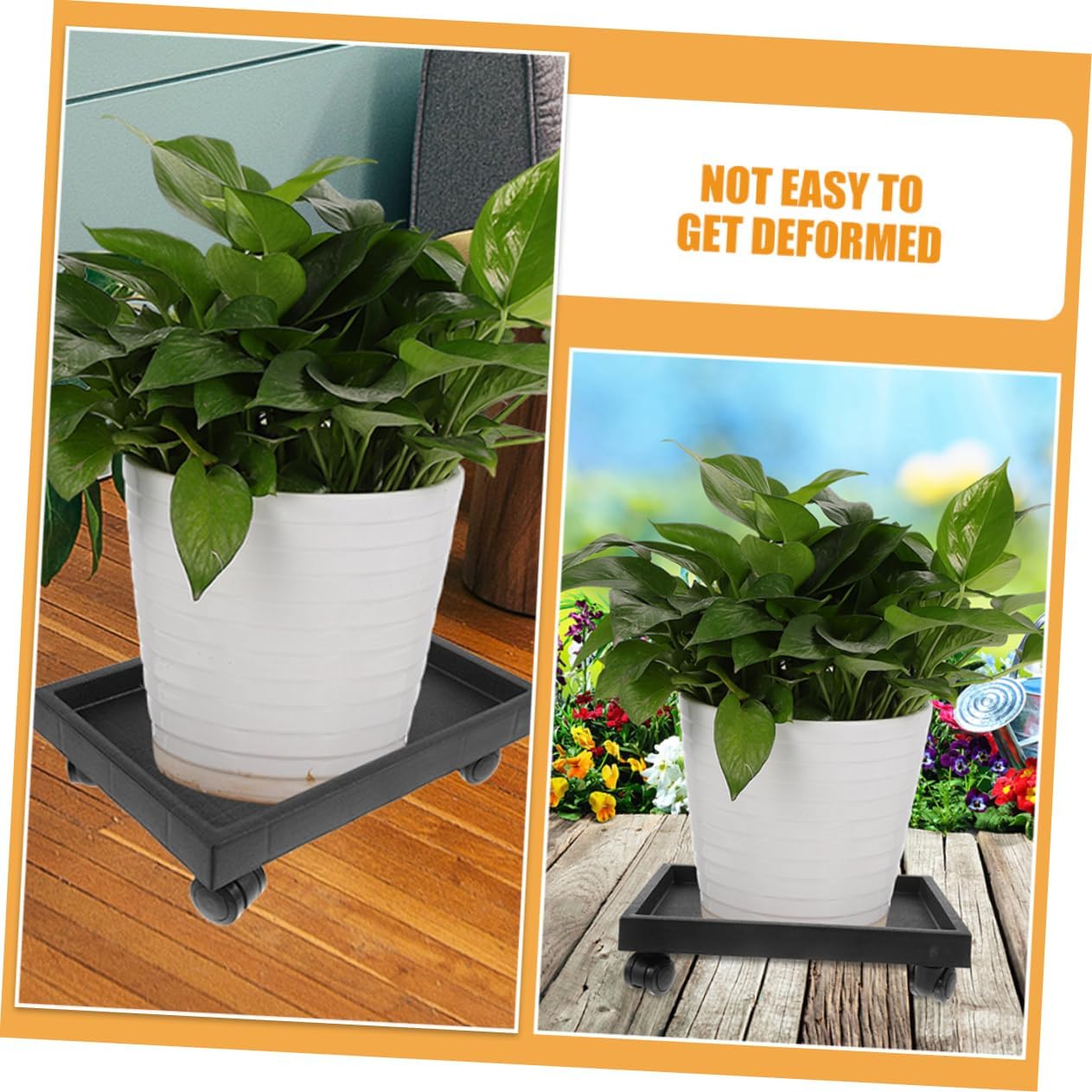 Movable Plant Tray with Wheels Heavy Duty Pe Planter Holder for Use Flower Pot Base with Smooth Wheels for Lightweight and Practical
